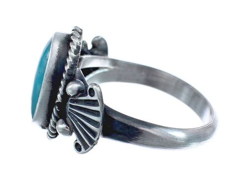 Native American Turquoise Genuine Sterling Silver Navajo Ring Size 6 AX126404